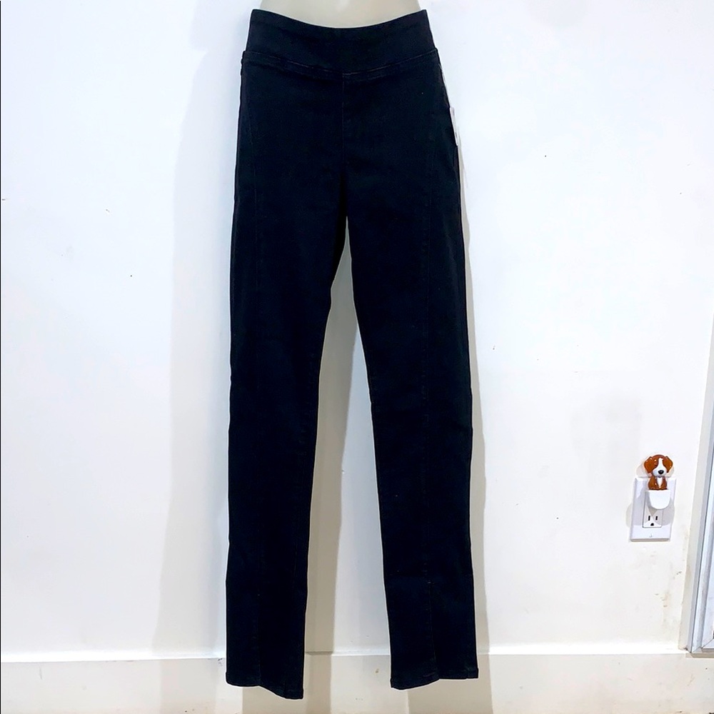 Free People Double Dutch Slit Skinny Mid-Rise Jean in Black Denim - Picture 2 of 14